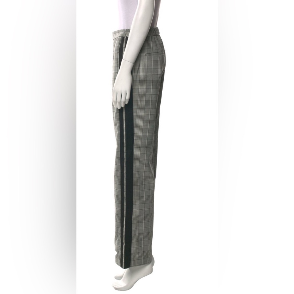 Plaid Wide Leg Pants with Black Stripe